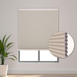 Changshade Cellular Shades Cordless Blackout Window Blinds, 33" W x 72" H, Beige